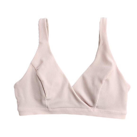 Lululemon Clear Waters Bikini Top, Pale Pink, Ribbed, V-Neck, C/D Cup, Size 4 - Picture 1 of 9